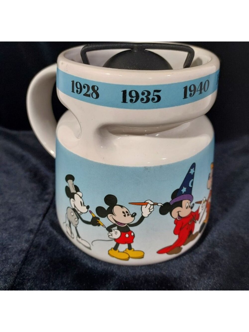 Mug Disney Store Mickey Mouse Through The Years Ceramic Lid 1928-1947 Today